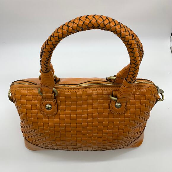 Patricia Nash Discovery Washed Woven Augusta Satchel Sun Orange Color - Picture 4 of 15